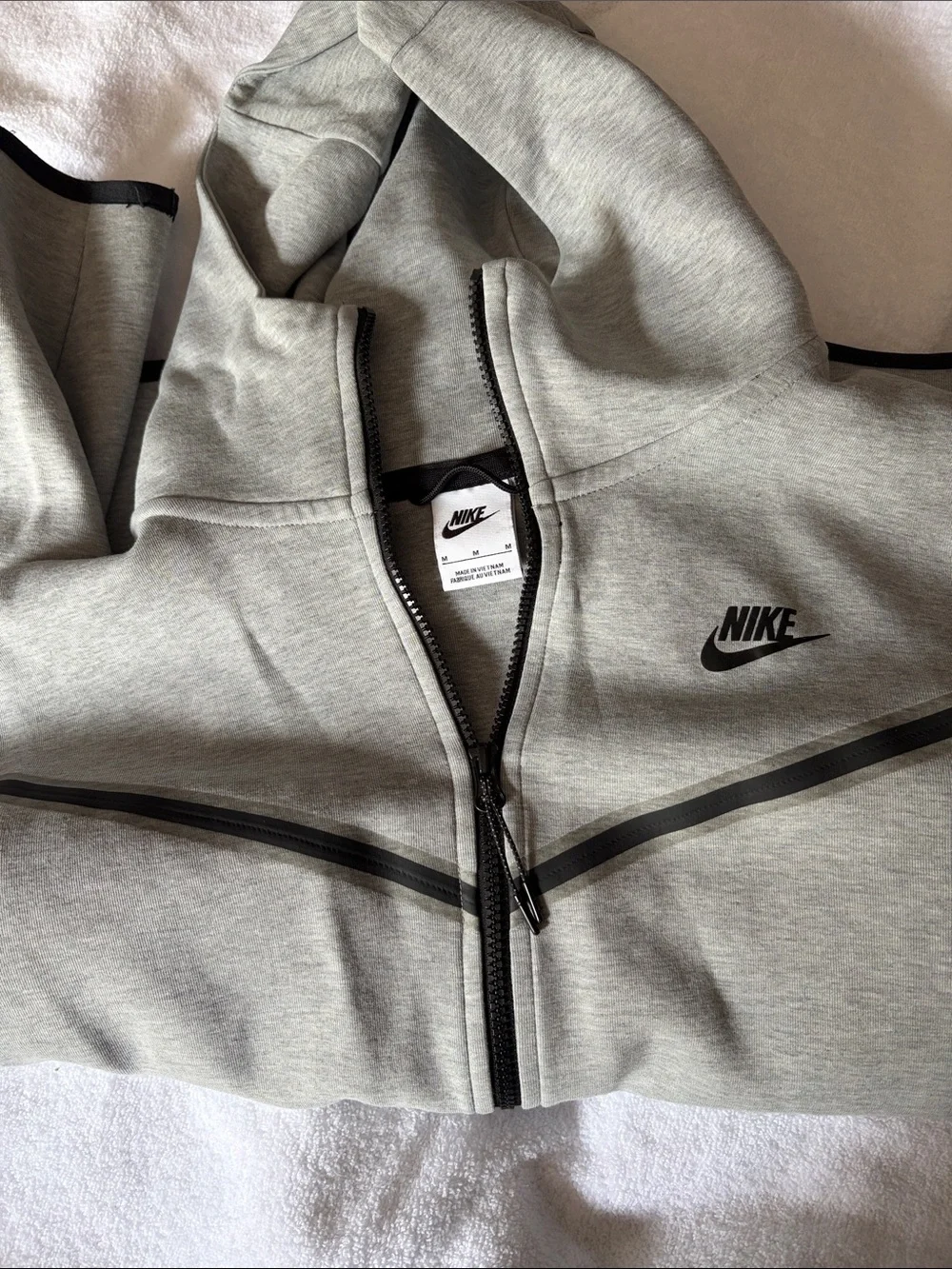 Nike Boys Grey Hoodie Jacket with Black Trim Nike tech